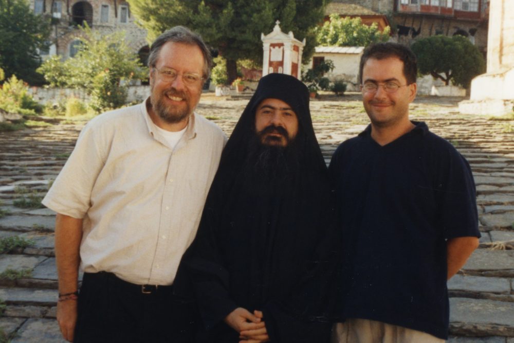 Tim Johnson with colleagues in Greece in 2001.