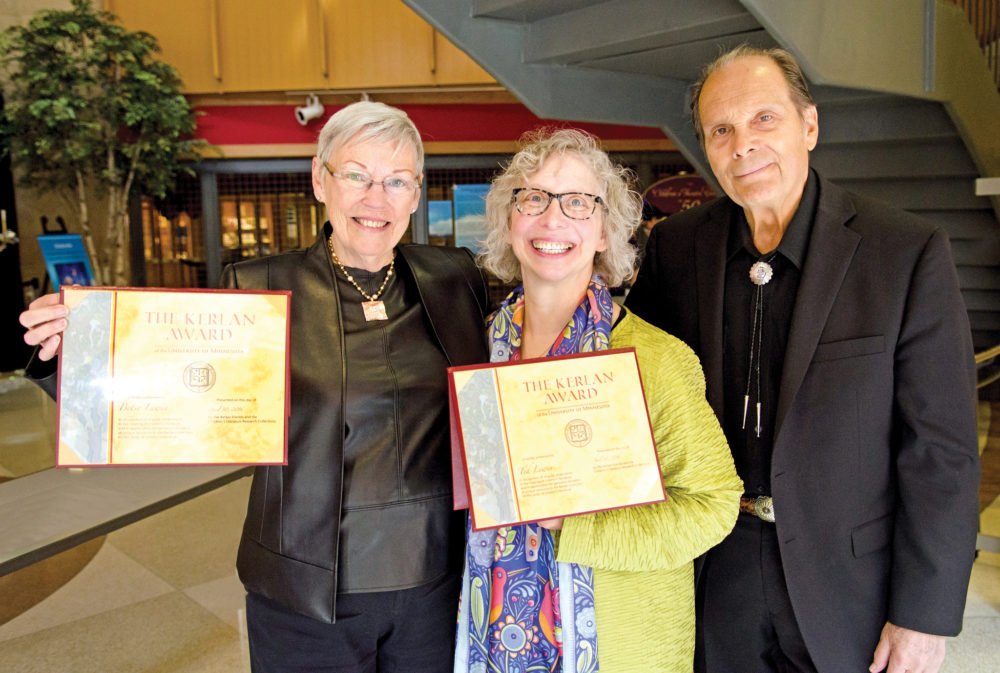 The 2016 Kerlan Award Ceremony and Luncheon honored children’s book authors and illustrators Betsy and Ted Lewin. This husband and wife team have written and/or illustrated more than 250 picture books between them. Pictured above: Betsy Lewin, Lisa Von Drasek, and Ted Lewin.