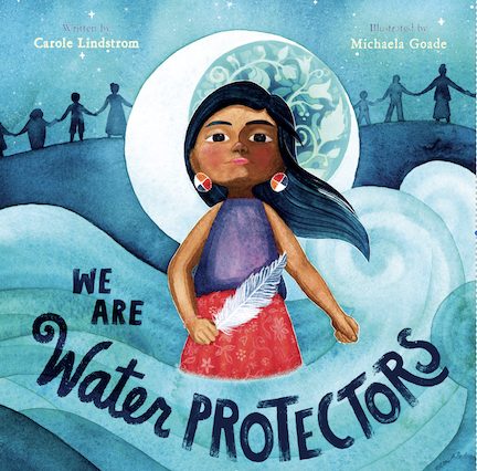 Cover art of young Native American person standing in a powerful stream.