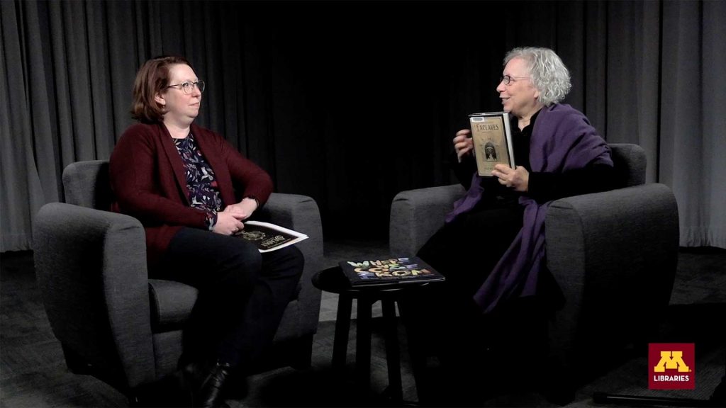 Jennie Burroughs and Lisa Von Drasek in discussion in the studio on the set of Read This Book.