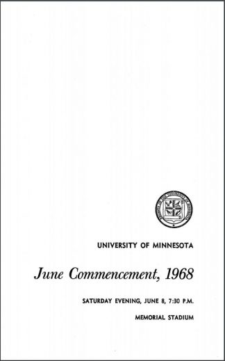 Cover of the June 1968 commencement program.
