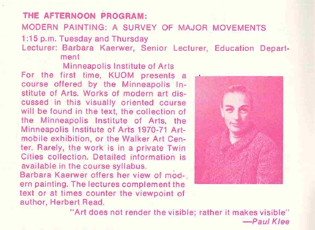 1971 Afternoon Program: Modern Painting: A Survey of Major Movements