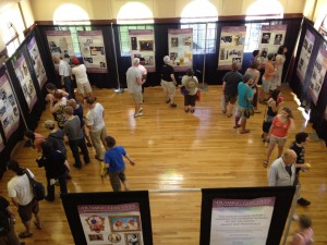 A view of the History Pavilion with informational panels hosted by the Tretter Collection at TC Pride.