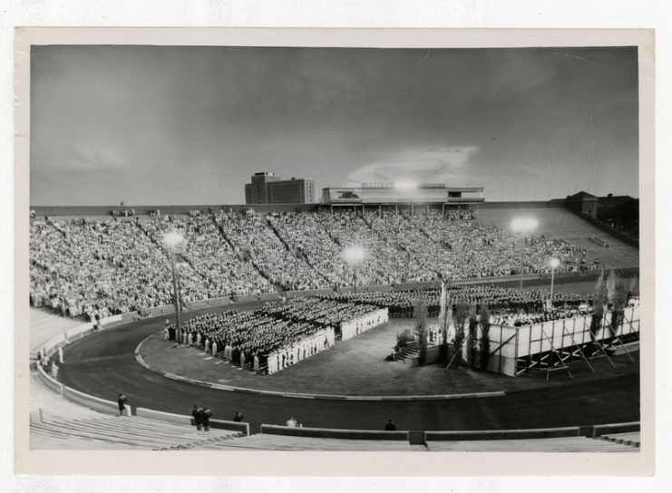 University Commencement Ceremony in Memorial Stadium, 1954, available at http://brickhouse.lib.umn.edu/items/show/413