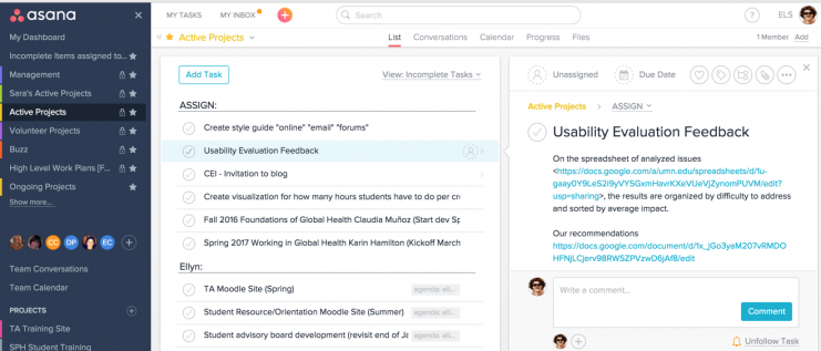 Assigning tasks in Asana