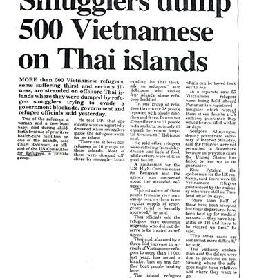 Thai newspaper clipping, courtesy of the United States Committee for Refugees and Immigrants Records, IHRCA, Box 157.