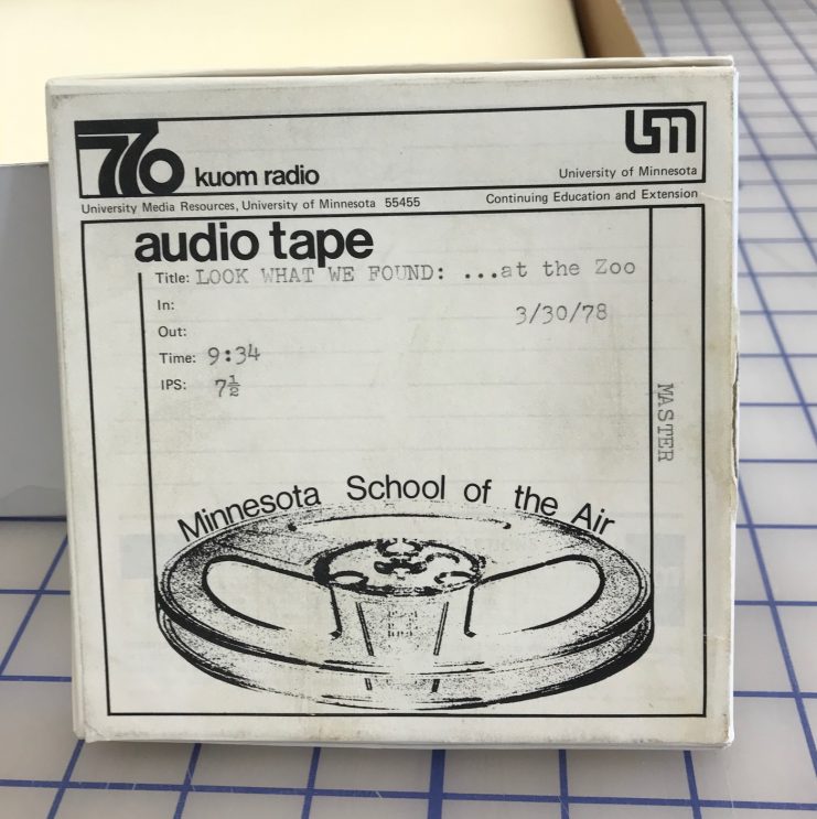 Audio reel box for "Look What We Found... At the Zoo," March 30, 1978.
