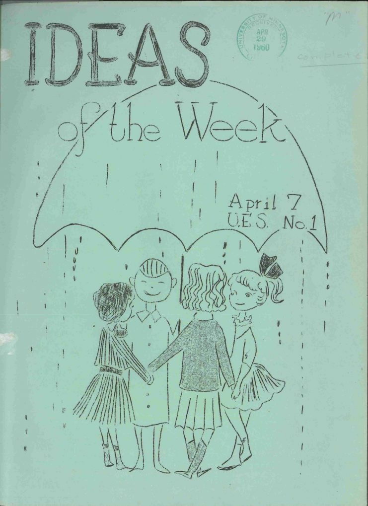 Cover for the April 7, 1960 issue of "Ideas of the Week" produced by the University Elementary School.