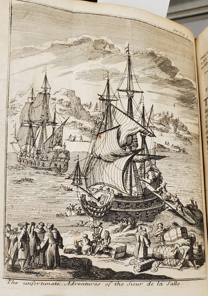 Engraving of 17th-century ships.