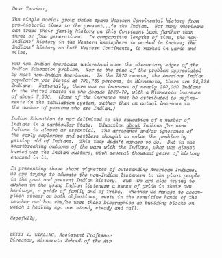Letter to teachers in Minnesota School of the Air Teacher Manual, 1971-1972. University of Minnesota Radio and Television Broadcasting records, University Archives