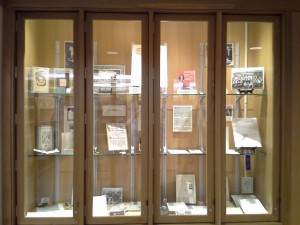 Photo of the exhibit on Professor Granovsky on display at Andersen Library.