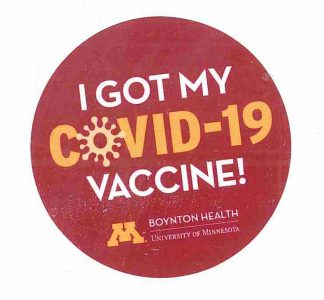 Vaccine Sticker from Boynton Health during COVID-19