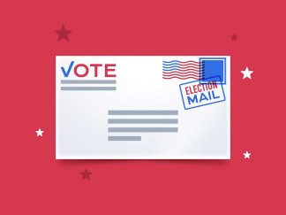 Envelope with Vote by mail on text