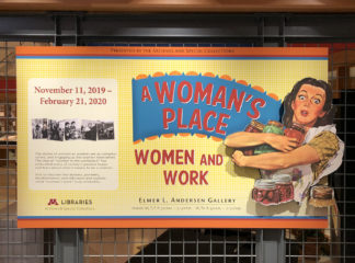 Women and Work exhibit entrance signage