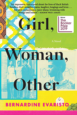 Book cover for "Girl, Woman, Other" by Bernardine Evaristo