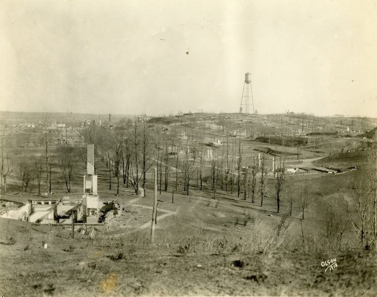 View of the city of Cloquet after the fire of 1918. Photographer: Ole Olson.