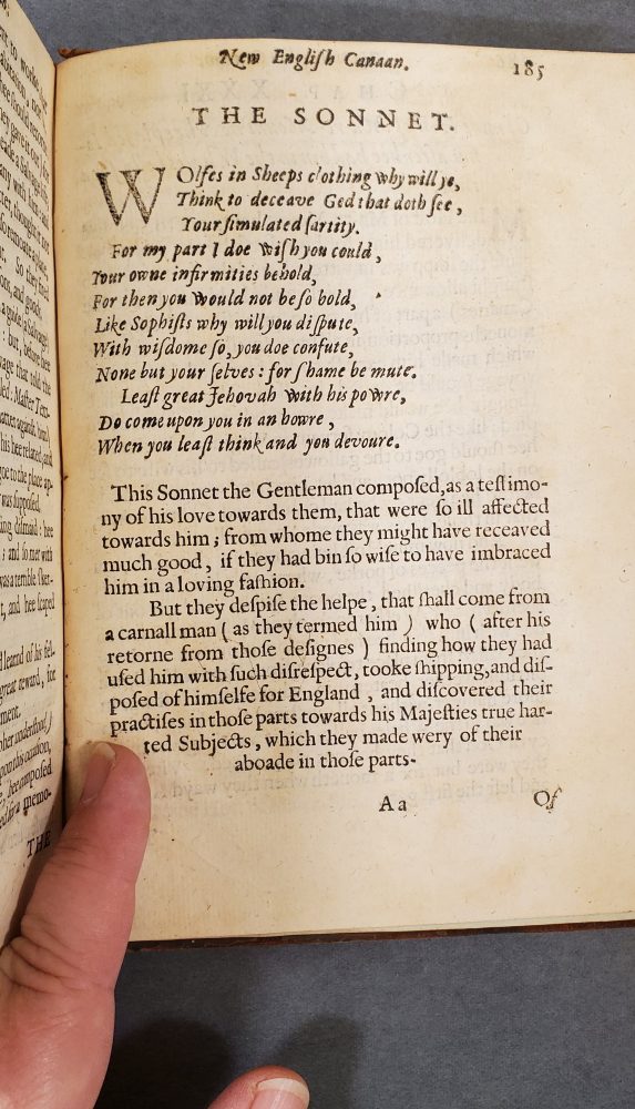 Image of a page on which a sonnet is printed.