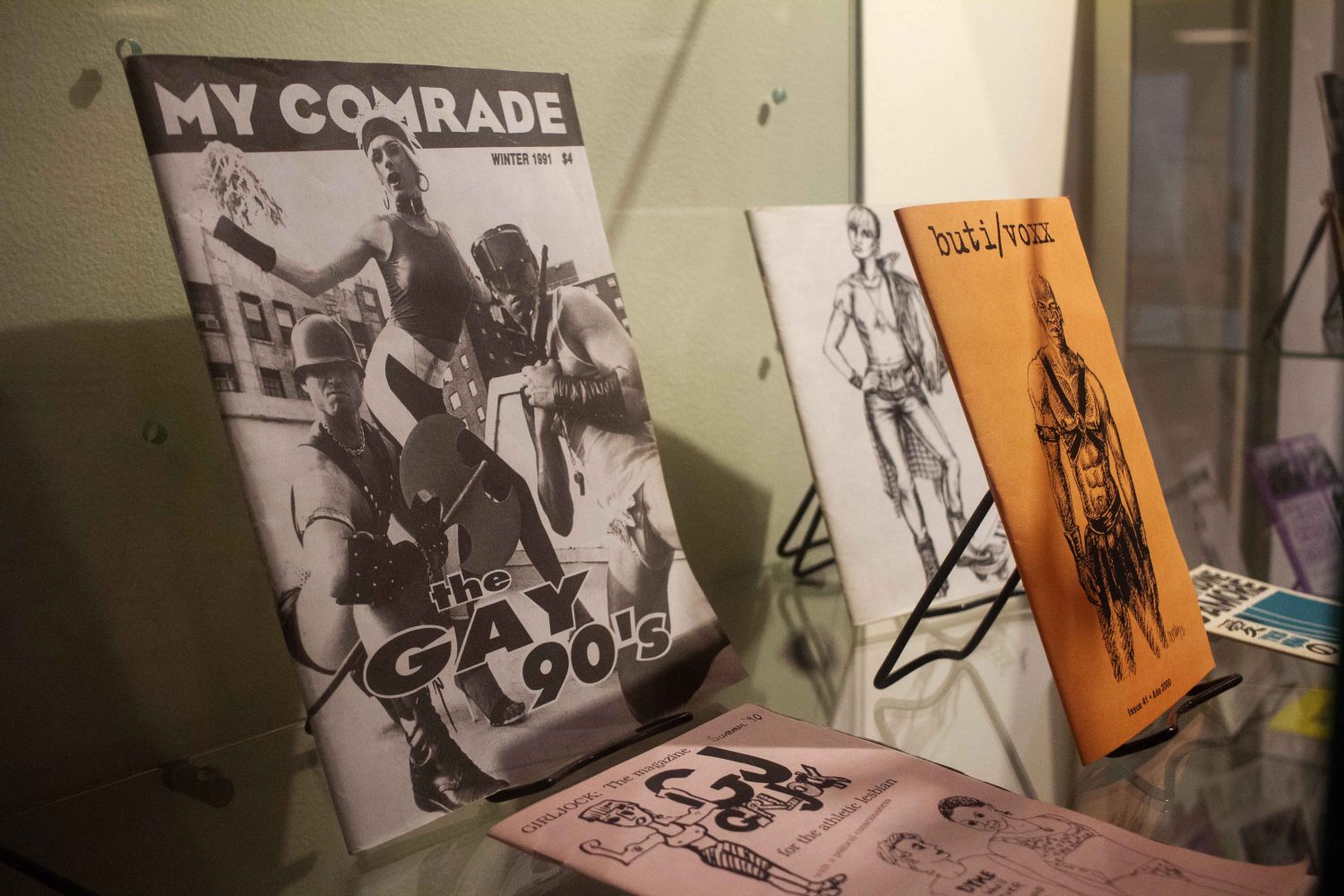 Issue No. 8 of the zine "My Comrade," published in 1991, about the Gay'90s bar in Minneapolis, on display at Open Book in Minneapolis, on Wednesday, Nov. 29, 2023. (Photo/Adria Carpenter)