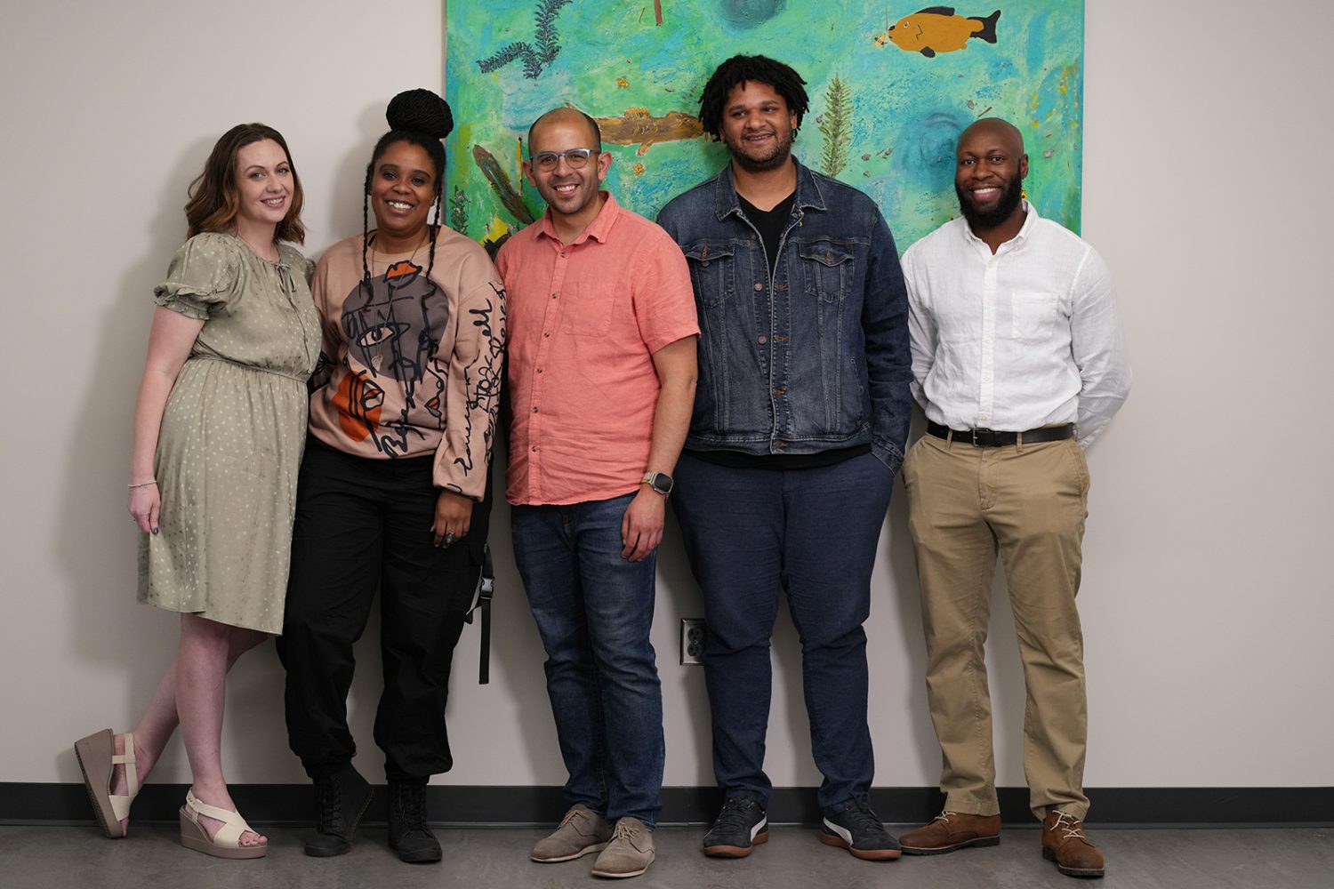 The five 2023 Mapping Prejudice Community Fellows pose for a portrait