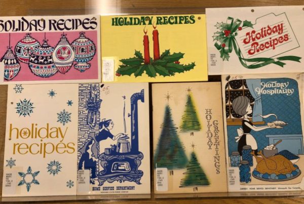 Holiday baking pamphlets published by gas and electric companies from the Doris Kirschner Cookbook Collection. Photo courtesy of Megan Kocher.