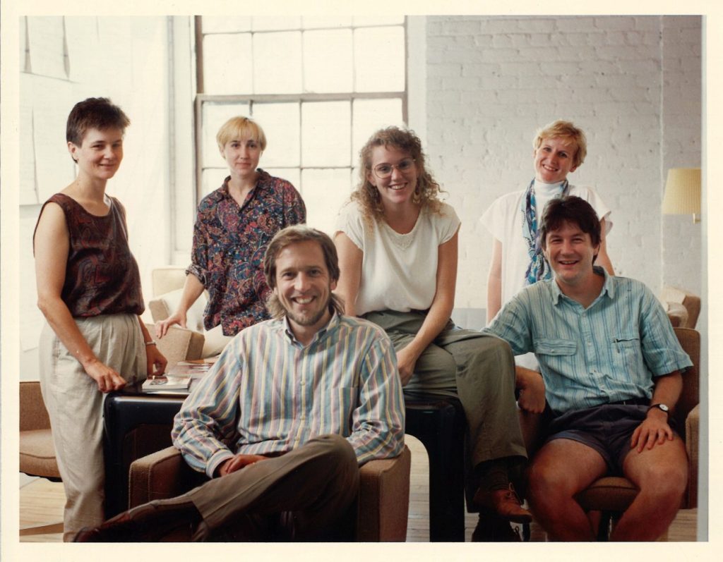 Graywolf Press staff in their St. Paul office, 1991.