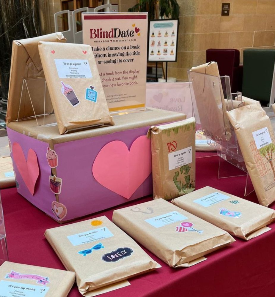 Blind date with a book display in Walter Library.