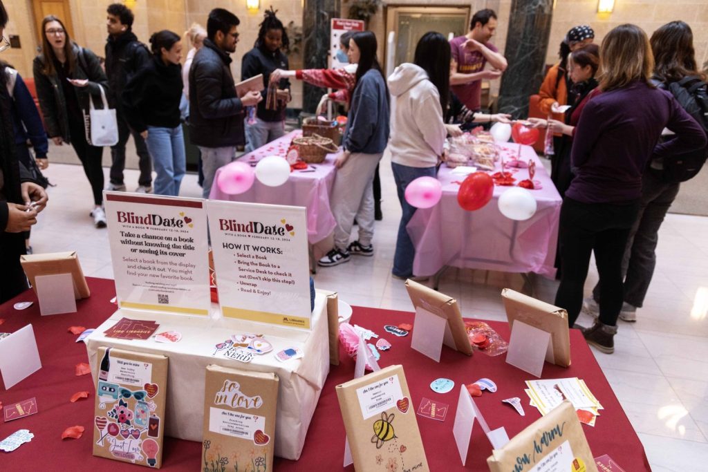 The Blind Date with a Book display at Walter Library on Tuesday, February 13, 2024. (Photo/Adria Carpenter)