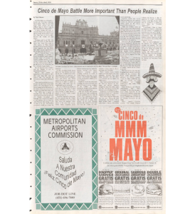 Image of a page dedicated to Cinco de Mayo in a 1999 issue of "La Prensa."