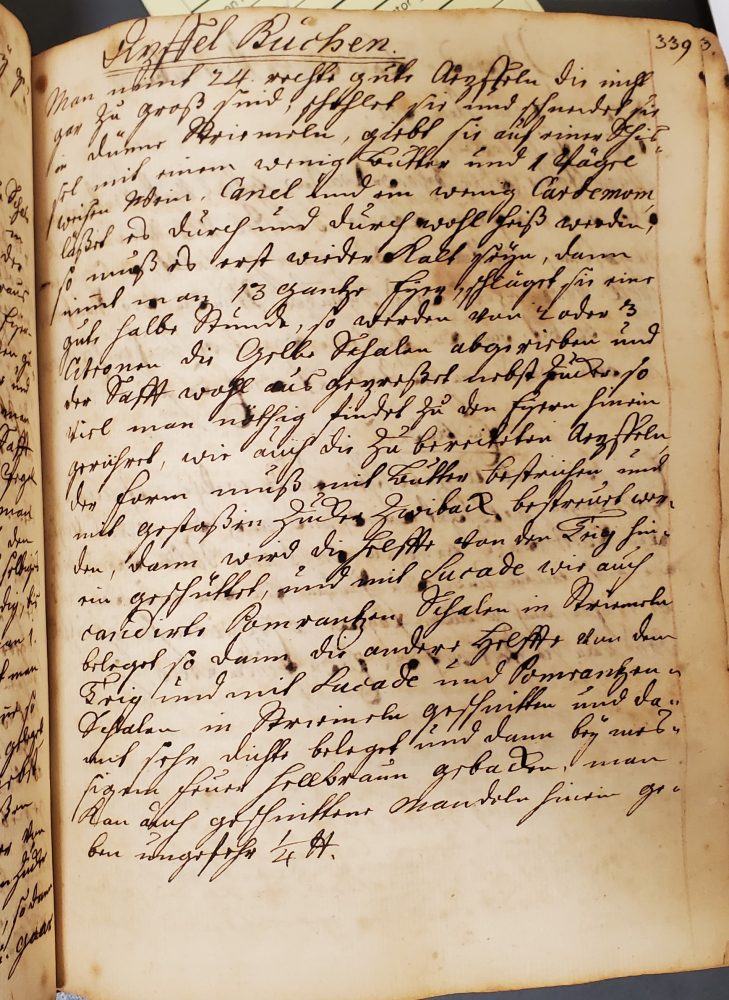 Handwritten page, in 18th-century script, in German.