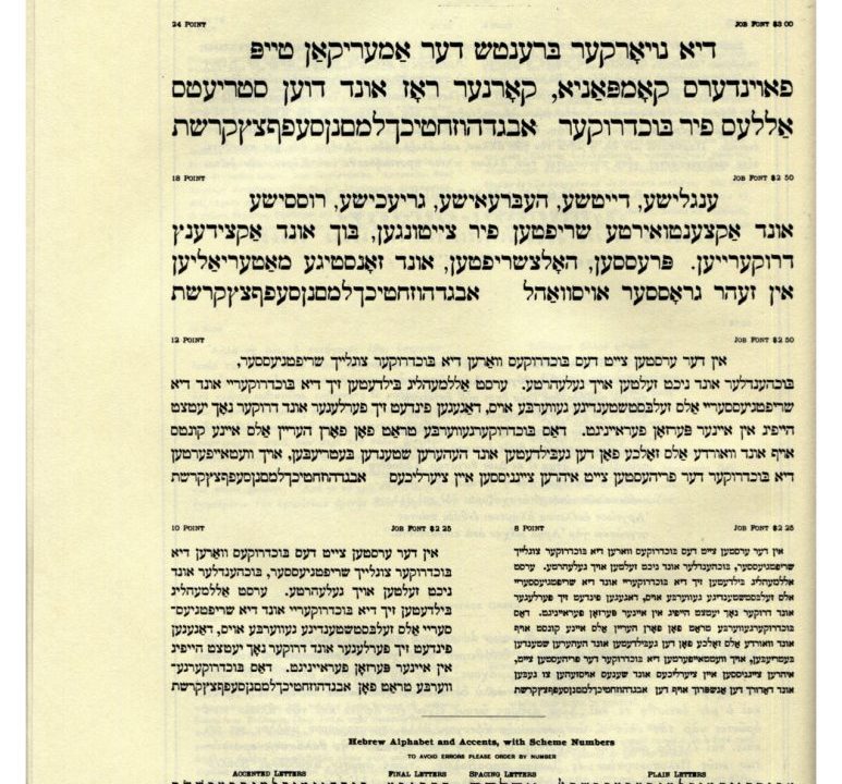 "ATF 1896" — a specimen for the typeface labeled "Hebrew No. 2," cast by American Type Founders, from their 1896 Collective Specimen Book.