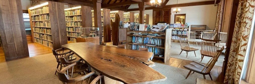 Nakashima furniture in the reading room of Andersen Horticultural Library