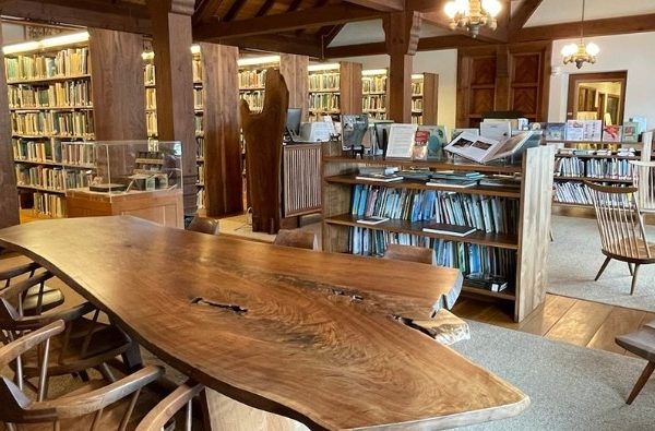 Nakashima furniture in the reading room of Andersen Horticultural Library