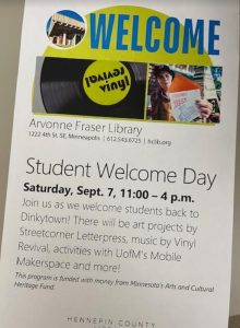 Arvonne Fraser Student Welcome Day poster