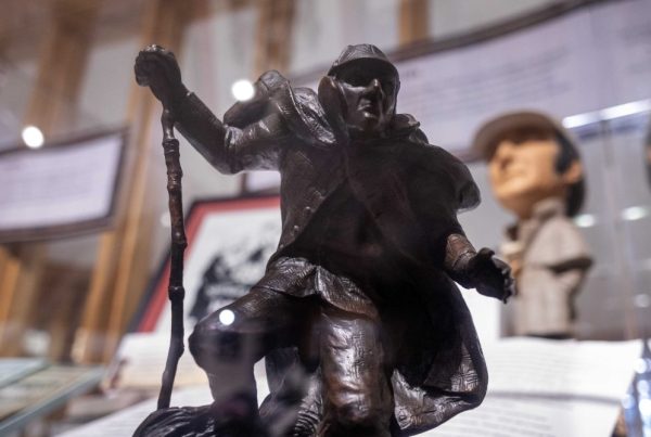 A bronze statue at the "Sherlock Holmes at 50" exhibit at Elmer L. Andersen Library on Friday, July 26, 2024. (Photo/Adria Carpenter)