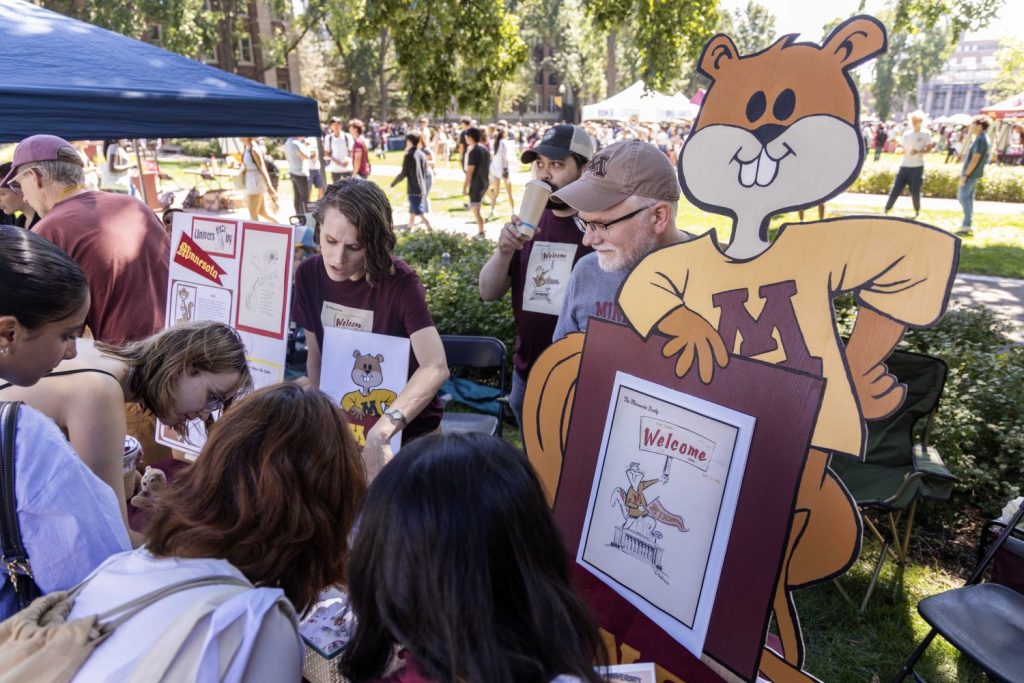 The University Archives talks about the early mascots Freshman students at the University of Minnesota during Welcome Week on Friday, August 30, 2024. (Photo/Adria Carpenter)