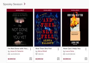 Books in Libby app labeled spooky season