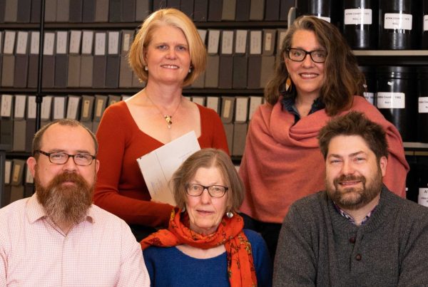 The Mapping Prejudice team, from left: Ryan Mattke, Kirsten Delegard, Penny Petersen, Rebecca Gillette, and Mike Corey.