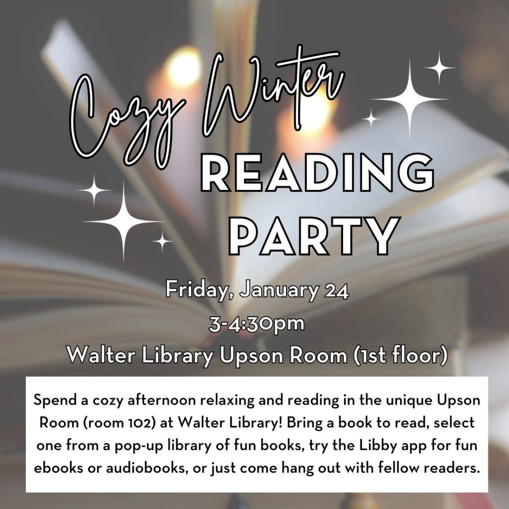 Cozy winter reading party logo