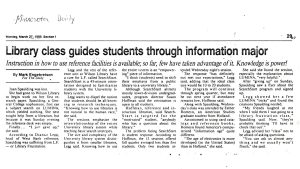 "Library class guides students through information major," by Mark Engebretson, published by The Minnesota Daily, while he was an undergraduate student.