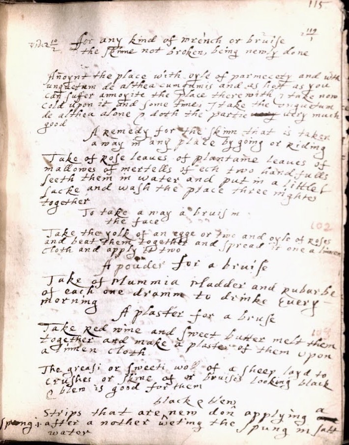 Archival scan of a book page featuring a handwritten 17th century recipe