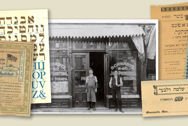 Images and documents from the Upper Midwest Jewish Archives. Collage by exhibit designer Darren Terpstra