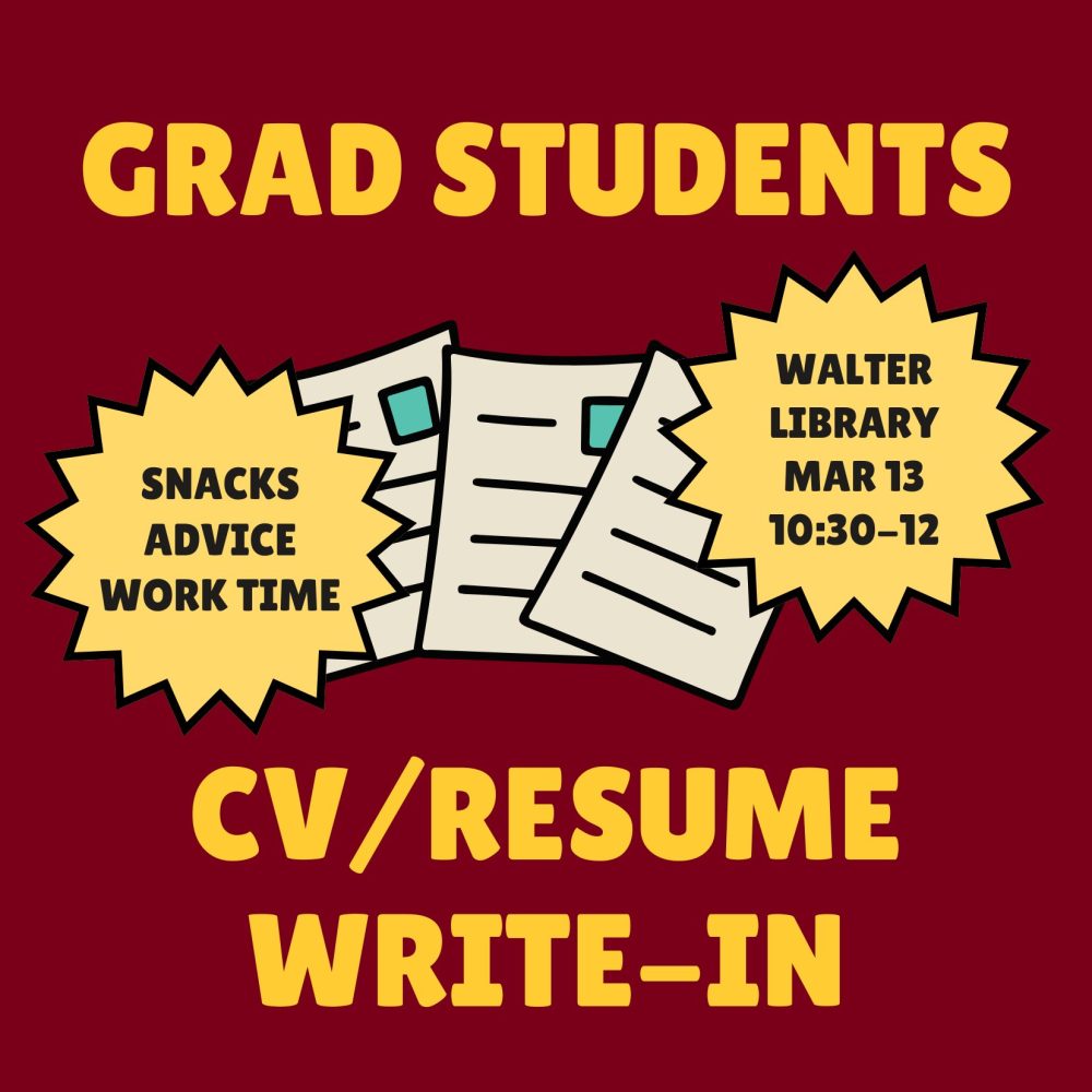 Graphic of resumes with the text title of event.